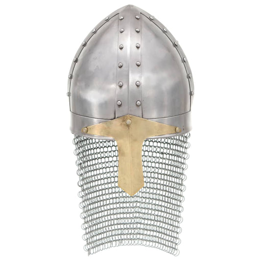 Crusader Knight Helmet Antique Replica LARP Silver Steel Crusader Knight Helmet Antique Replica LARP Silver Steel