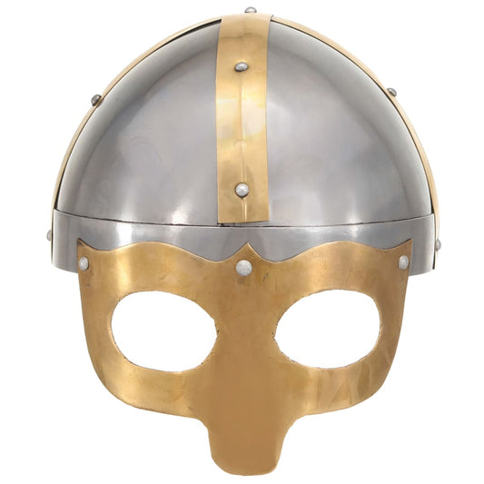 Viking Helmet Antique Replica LARP Silver Steel Viking Helmet Antique Replica LARP Silver Steel