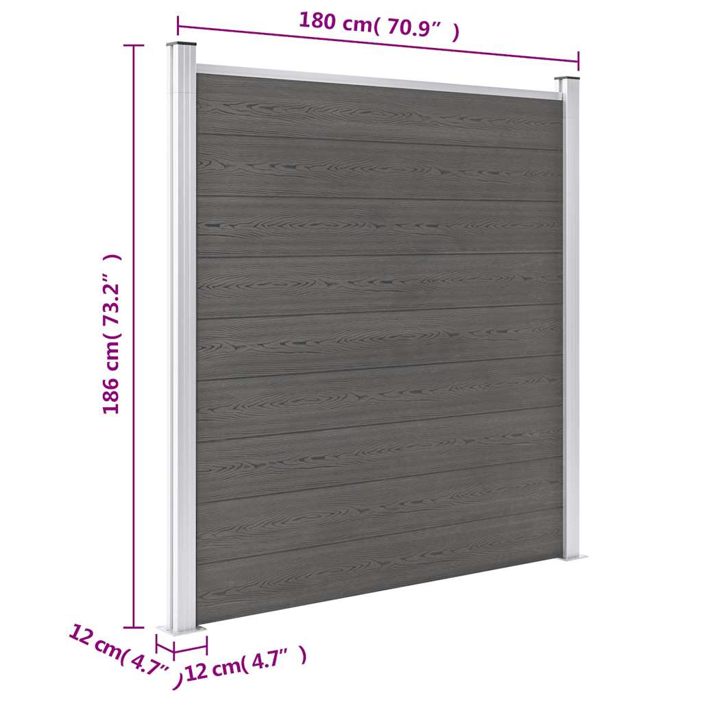 49067 vidaXL Garden Fence WPC 180x186 cm Grey