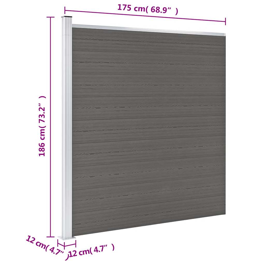 49069 vidaXL Garden Fence WPC 175x186 cm Grey