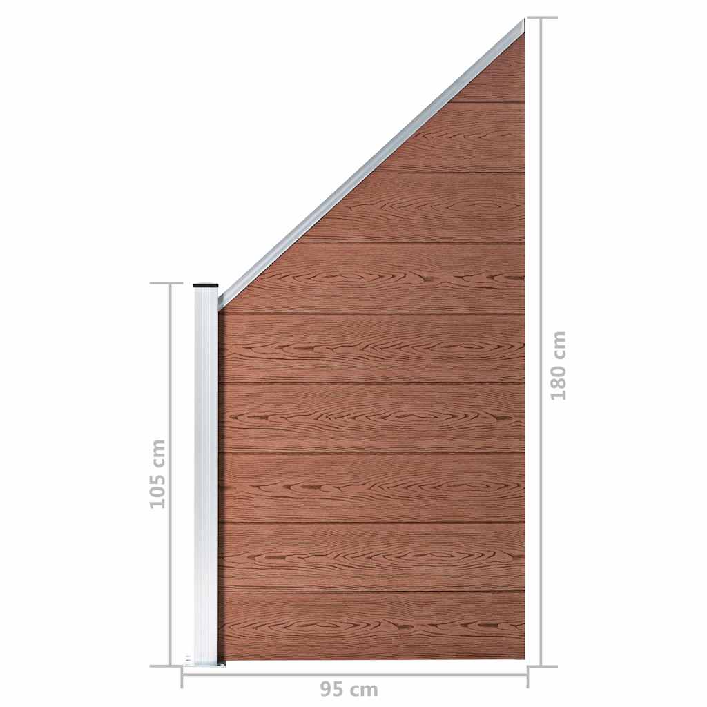 49070 vidaXL Fence Panel WPC 95x(105-180) cm Brown