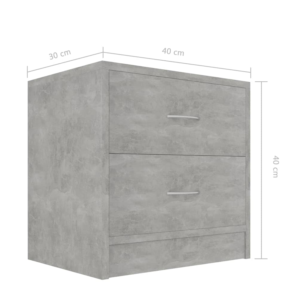 Bedside Cabinets 2 pcs Concrete Grey 40x30x40cm Engineered Wood