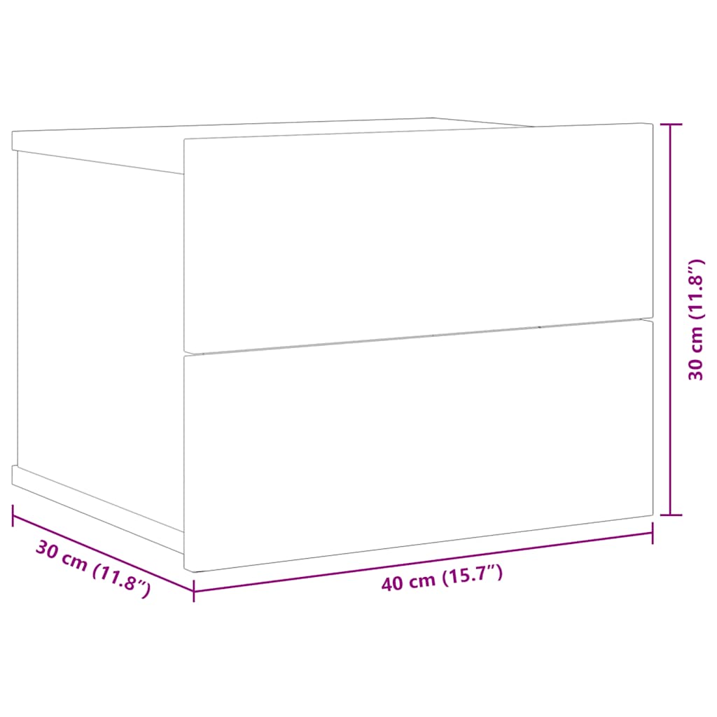 801053 vidaXL Bedside Cabinet White 40x30x30 cm Engineered Wood