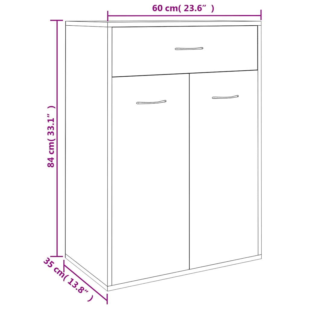 801074 vidaXL Shoe Cabinet Sonoma Oak 60x35x84 cm Engineered Wood