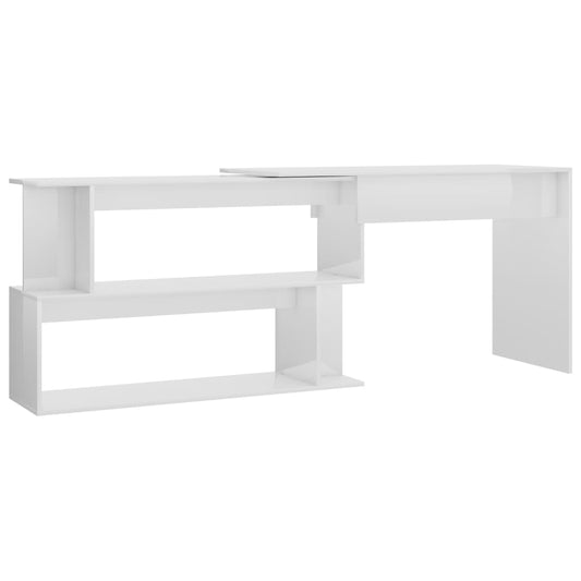 Corner Desk High Gloss White 200x50x76 cm Engineered Wood Corner Desk High Gloss White 200x50x76 cm Engineered Wood