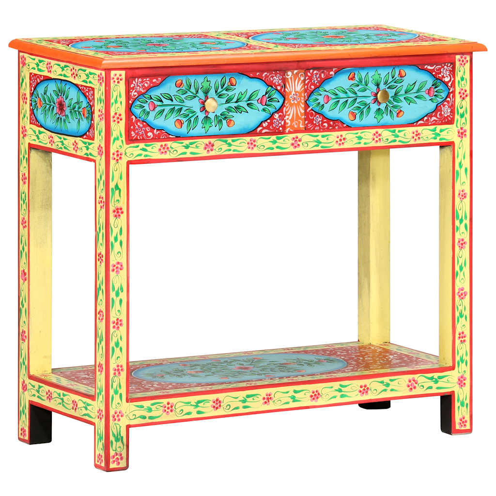 286159 vidaXL Hand Painted Console Table 80x35x75 cm Solid Mango Wood