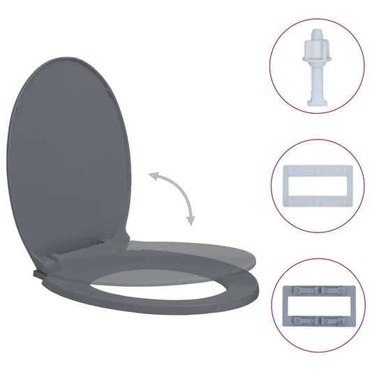 Soft-Close Toilet Seat Grey Oval Soft-Close Toilet Seat Grey Oval