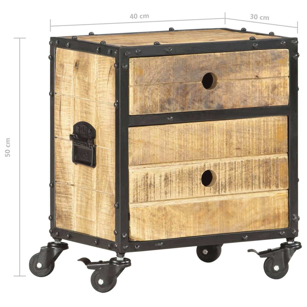 286379 vidaXL Bedside Cabinet 40x30x50 cm Rough Mango Wood
