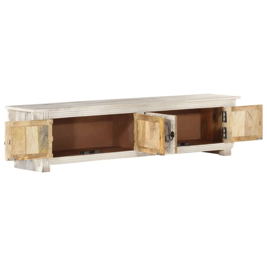 TV Cabinet White 140x30x35 cm Solid Mango Wood TV Cabinet White 140x30x35 cm Solid Mango Wood