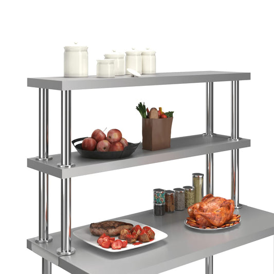2-Tier Work Table Overshelf 120x30x65 cm Stainless Steel 2-Tier Work Table Overshelf 120x30x65 cm Stainless Steel