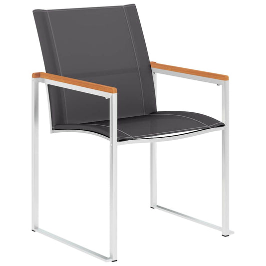 46496 vidaXL Garden Chairs 4 pcs Textilene and Stainless Steel Grey 46496 vidaXL Garden Chairs 4 pcs Textilene and Stainless Steel Grey
