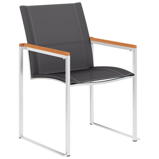 Garden Chairs 2 pcs Textilene and Stainless Steel Grey Garden Chairs 2 pcs Textilene and Stainless Steel Grey