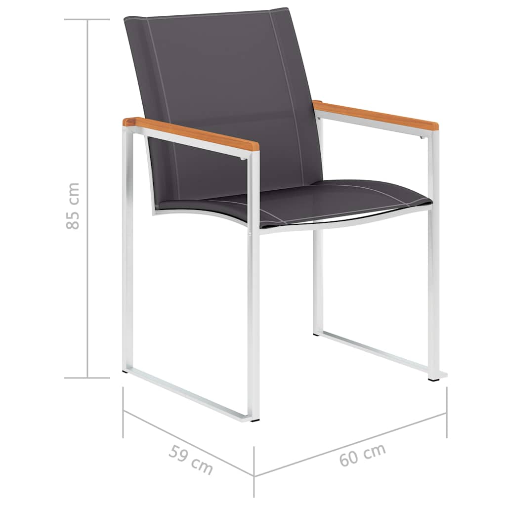 46497 vidaXL Garden Chairs 2 pcs Textilene and Stainless Steel Grey