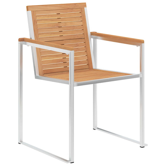 Garden Chairs 2 pcs Solid Teak Wood and Stainless Steel Garden Chairs 2 pcs Solid Teak Wood and Stainless Steel