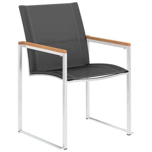 46516 vidaXL Garden Chairs 4 pcs Textilene and Stainless Steel Grey 46516 vidaXL Garden Chairs 4 pcs Textilene and Stainless Steel Grey