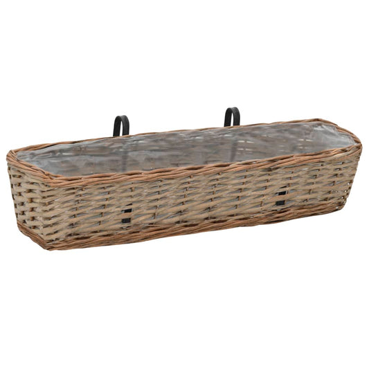 Balcony Planter | Set of 2 | Brown | Wicker with PE lining | 80 cm long Balcony Planter | Set of 2 | Brown | Wicker with PE lining | 80 cm long