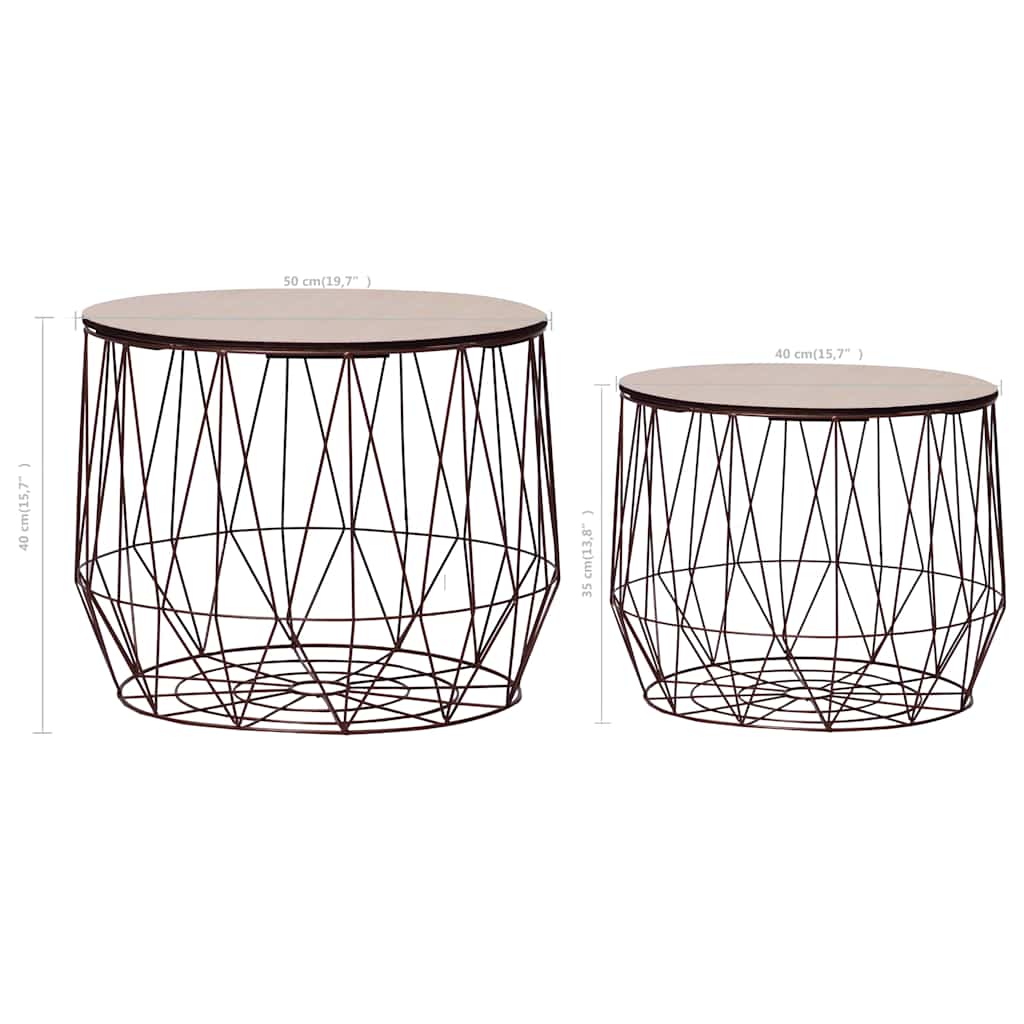 287661 vidaXL Coffee Table 2 pcs Copper