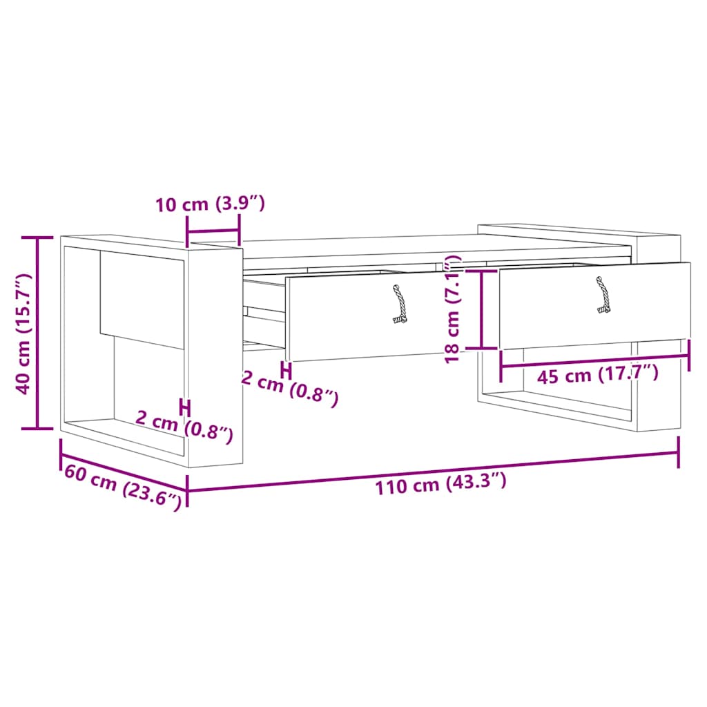 287892 vidaXL Coffee Table 110x60x40 cm Solid Teak Wood