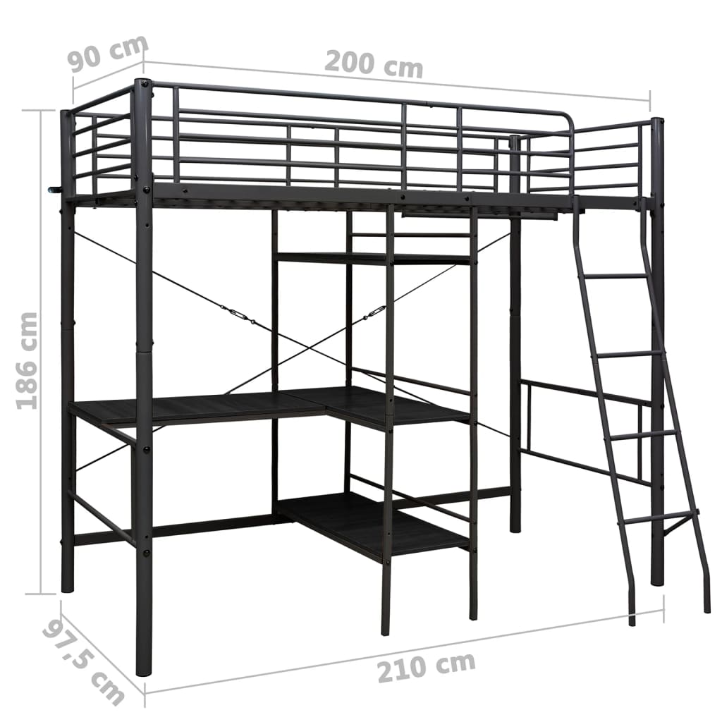 Bunk Bed | Black | Metal | Twin | Bunk Bed | Rectangular | Contemporary