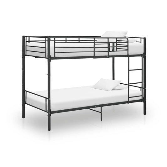 Bunk Bed | Black | Powder-coated metal | 90x200cm mattress size | Durable Bunk Bed | Black | Powder-coated metal | 90x200cm mattress size | Durable