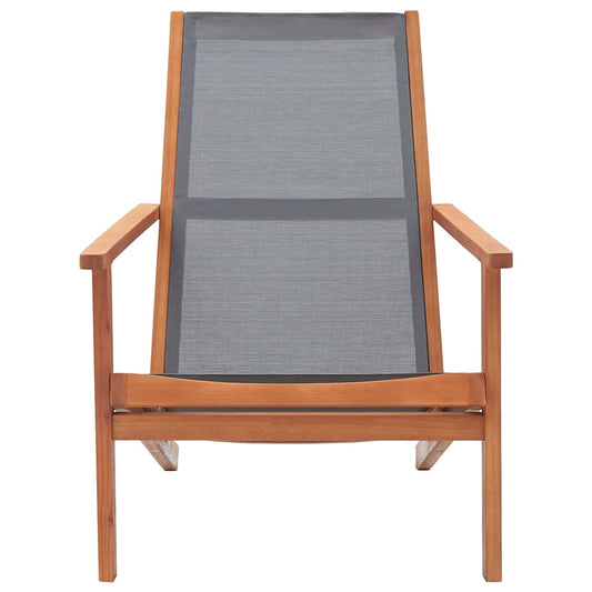 Garden Lounge Chair Grey Solid Eucalyptus Wood and Textilene Garden Lounge Chair Grey Solid Eucalyptus Wood and Textilene
