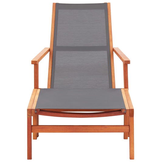 Garden Chair with Footrest Grey Solid Eucalyptus Wood and Textilene Garden Chair with Footrest Grey Solid Eucalyptus Wood and Textilene