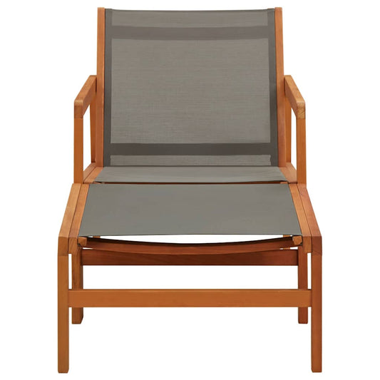 Garden Chair with Footrest Grey Solid Eucalyptus Wood and Textilene Garden Chair with Footrest Grey Solid Eucalyptus Wood and Textilene