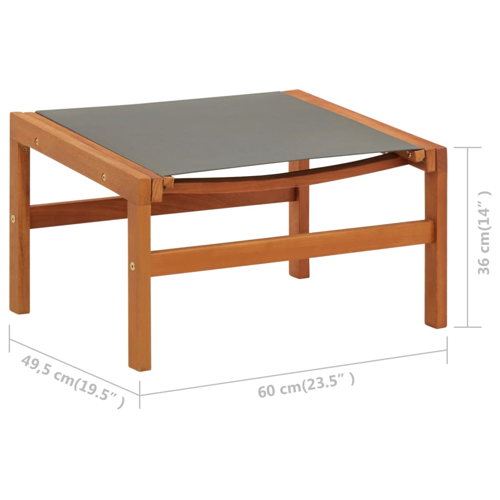 Garden Chair with Footrest Grey Solid Eucalyptus Wood&Textilene