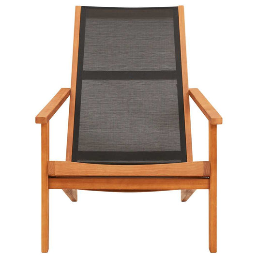 Garden Lounge Chair Black Solid Eucalyptus Wood and Textilene Garden Lounge Chair Black Solid Eucalyptus Wood and Textilene