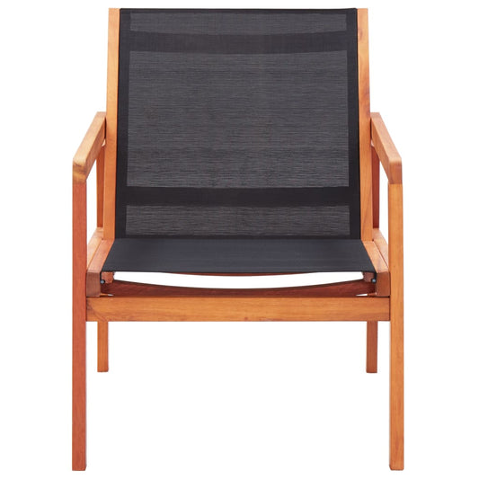 Garden Lounge Chair Black Solid Eucalyptus Wood and Textilene Garden Lounge Chair Black Solid Eucalyptus Wood and Textilene