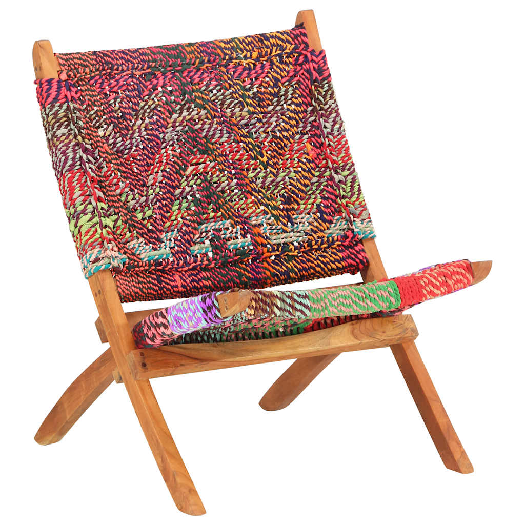 Folding Chindi Chair Multicolours Fabric