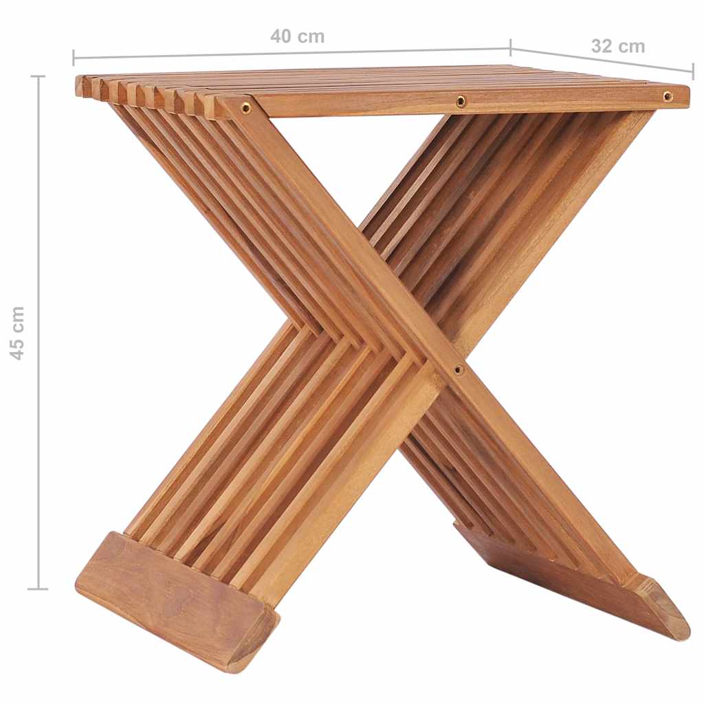 48992 vidaXL Folding Stool 40x32x45 cm Solid Teak Wood