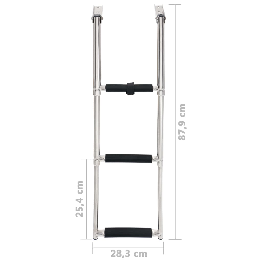 92374 vidaXL Folding Boarding Ladder 3-step Stainless Steel
