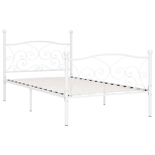 Bed Frame without Mattress with Slatted Base White Metal 90x200 cm Bed Frame without Mattress with Slatted Base White Metal 90x200 cm
