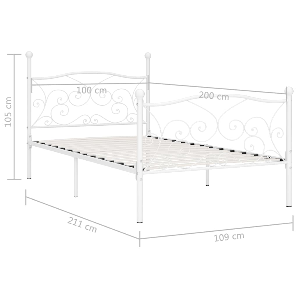 Bed Frame without Mattress with Slatted Base White Metal 100x200 cm