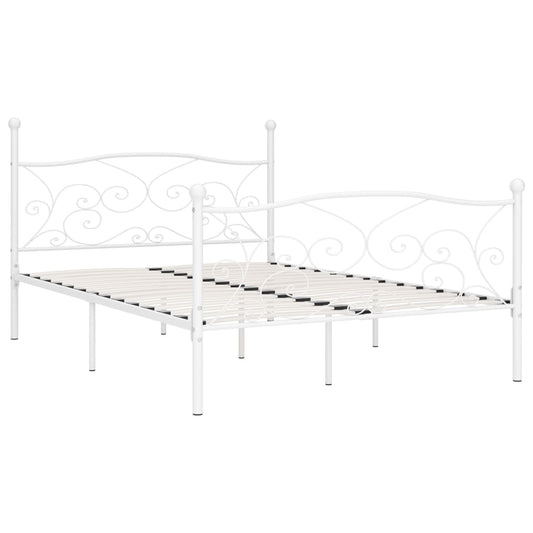 Bed Frame without Mattress with Slatted Base White Metal 140x200 cm Bed Frame without Mattress with Slatted Base White Metal 140x200 cm