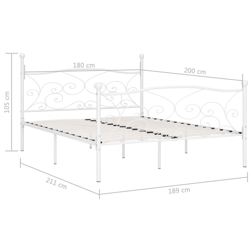 Bed Frame | White | Metal, Plywood | Super King | Durable | Bed Frame