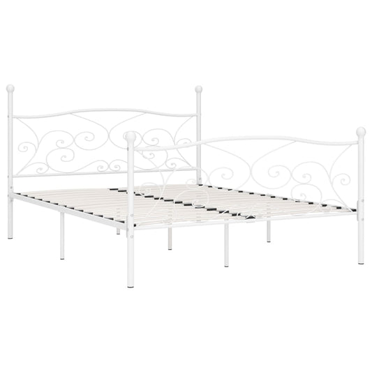 Bed Frame | White | Metal and plywood | Double | Durable | Bed Frame Bed Frame | White | Metal and plywood | Double | Durable | Bed Frame