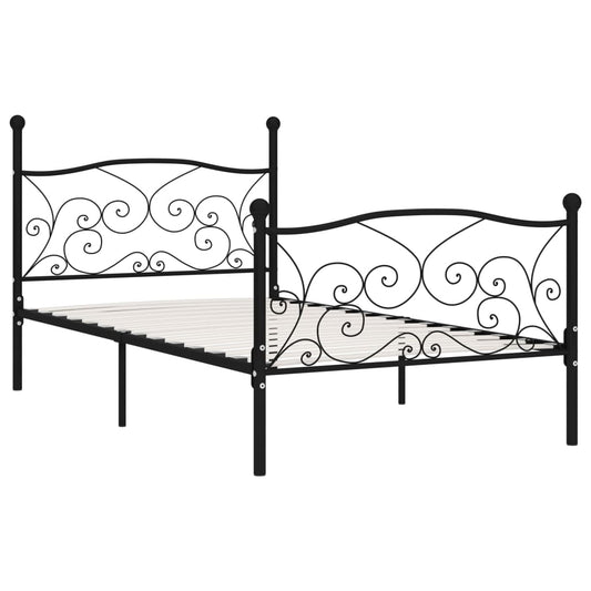 Bed Frame without Mattress with Slatted Base Black Metal 90x200 cm Bed Frame without Mattress with Slatted Base Black Metal 90x200 cm