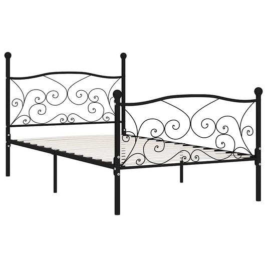 Bed Frame without Mattress with Slatted Base Black Metal 90x200 cm Bed Frame without Mattress with Slatted Base Black Metal 90x200 cm