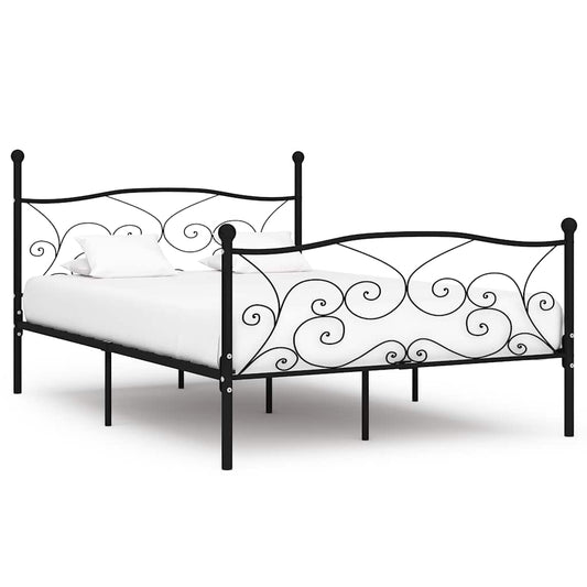 Bed Frame without Mattress with Slatted Base Black Metal 140x200 cm Bed Frame without Mattress with Slatted Base Black Metal 140x200 cm