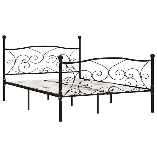 Bed Frame without Mattress with Slatted Base Black Metal 160x200 cm Bed Frame without Mattress with Slatted Base Black Metal 160x200 cm