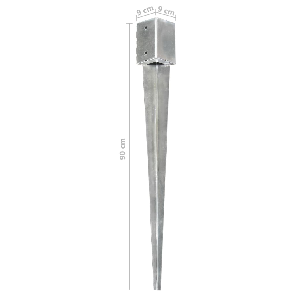 145418 vidaXL Ground Spikes 12 pcs Silver 9x9x90 cm Galvanised Steel