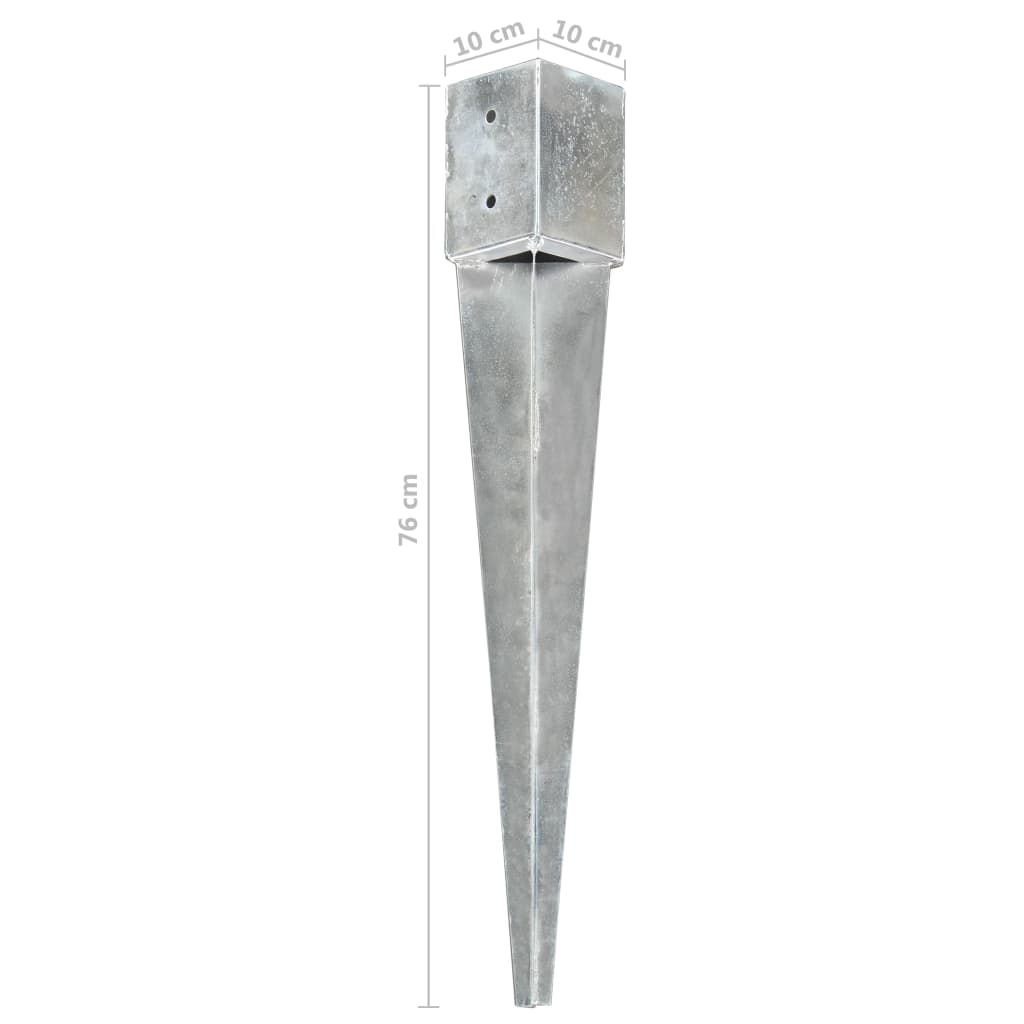 145421 vidaXL Ground Spikes 12 pcs Silver 10x10x76 cm Galvanised Steel