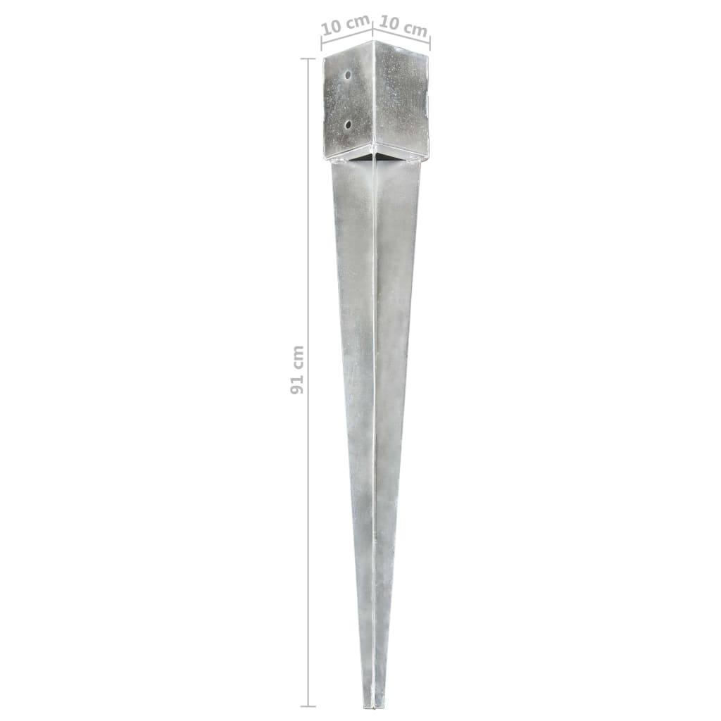 145424 vidaXL Ground Spikes 12 pcs Silver 10x10x91 cm Galvanised Steel
