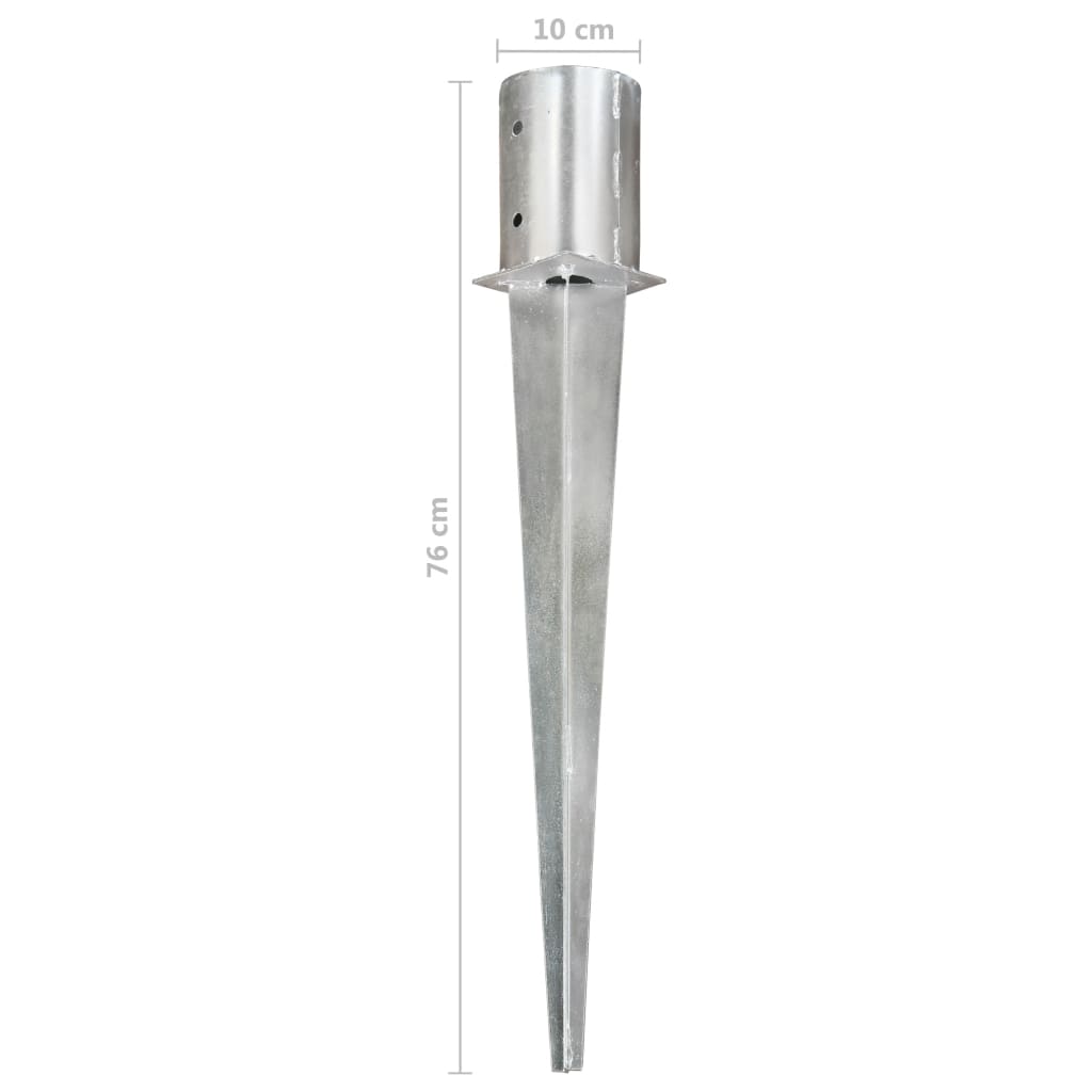 145432 vidaXL Ground Spikes 6 pcs Silver 10x76 cm Galvanised Steel