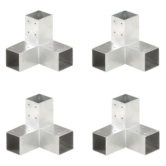 145458 vidaXL Post Connectors 4 pcs Y Shape Galvanised Metal 71x71 mm 145458 vidaXL Post Connectors 4 pcs Y Shape Galvanised Metal 71x71 mm