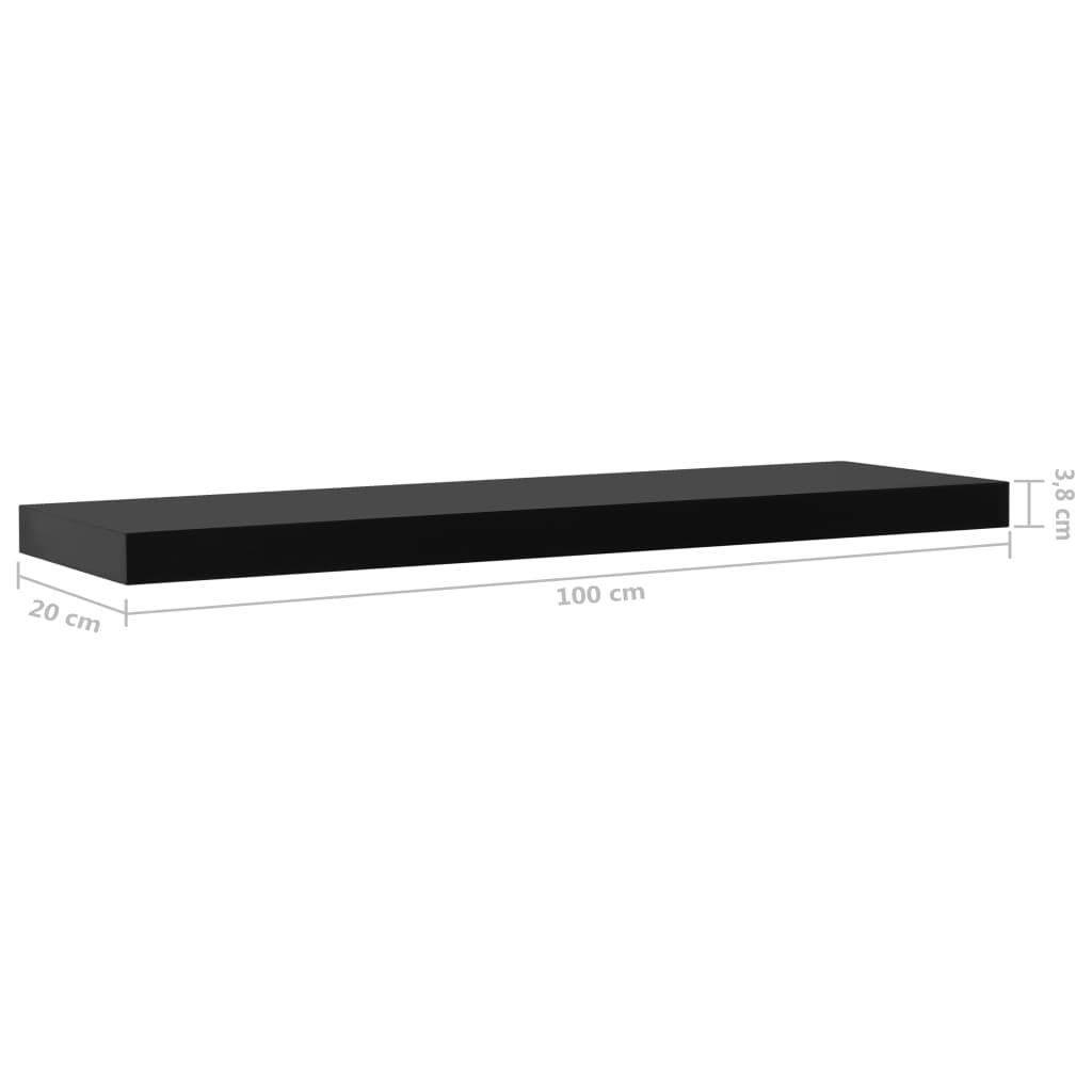 288203 vidaXL Floating Wall Shelves 2 pcs Black 100x20x3,8 cm