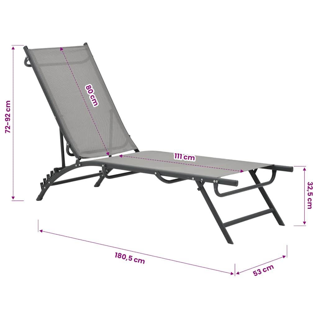 Sun Loungers 2 pcs Textilene and Steel
