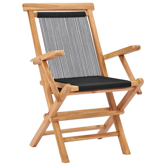 Folding Chairs 2 pcs Solid Teak Wood and Rope Folding Chairs 2 pcs Solid Teak Wood and Rope